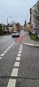 Foto: Homeyenbrücke - andere Radweg einfädeln der Radfahrer in den fließenden Verkehr  