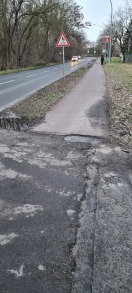 Foto: Benutzungspflichter 2 Richtungs Rad und Gehwegsbereich schadhaft und verschmutzt  