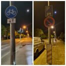 Foto: Unzulässiger Benutzungspflichter Zwei Richtungsradweg und gleichzeitig aufgesetztes parken auf Radwegeflächen  