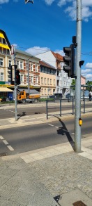 Foto: Merkwürdige Ampelprogramm ( Spur Richtung Neuendorfer Straße) 