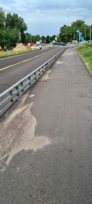 Foto: Potsdamer Landstraße starke Verschmutzung Geh und Radwegeflächen  