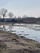 Foto: Baustellenreste und Wasserlache 