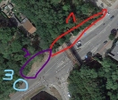 Foto: Radweg zugewachsen und Übergang zwischen anderer Radweg und Radweg VZ 237 schadhaft 